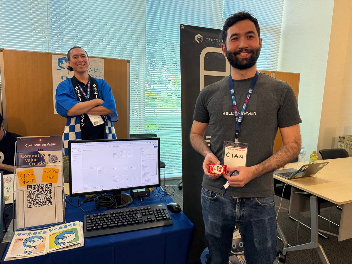 creationline's tweet photo. 残り少ないヤスコをゲットした皆様🎉🎊✨
CLくんとお話してノベルティを貰おう！🎁
#DevOpsDaysTokyo #ヤスコ #creationline https://t.co/1SThzchVj7