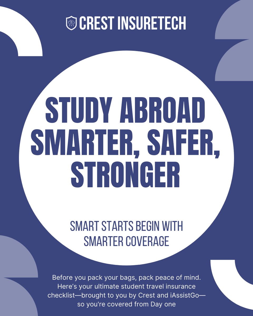 IassistL's tweet image. ✈️ Studying abroad? Don’t just pack your bags—pack smarter.
 Because missed flights, lost passports, sudden illnesses, or interrupted semesters can derail your dreams.
 But what if one checklist could cover it all?
🧳 From health emergencies to lost luggage… we’ve got your back.