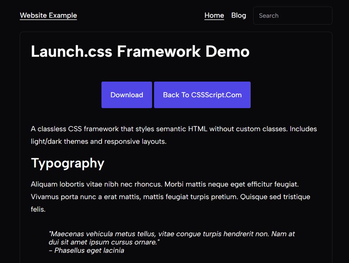 jqueryscript's tweet photo. launch.css: A classless CSS framework for rapid HTML builds. Styles semantic elements directly, no classes needed for basics.

Super lightweight. Great for prototypes &amp; MVPs.

👉 https://t.co/Bexrjwb2mr

#css #webdevelopment #frontend #classlesscss #prototyping https://t.co/683uBT0IAT
