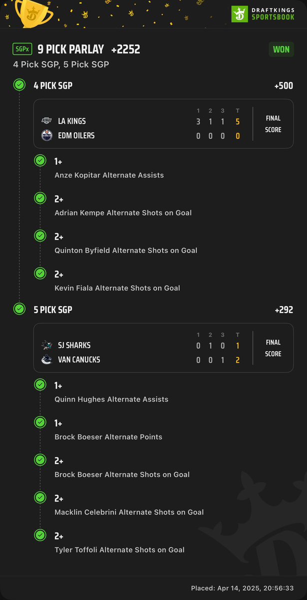 iceblizzed's tweet photo. DK👑 combo to finish last nights games
 
#NHL #BettingX #DraftKings https://t.co/LanPlZ7DWo