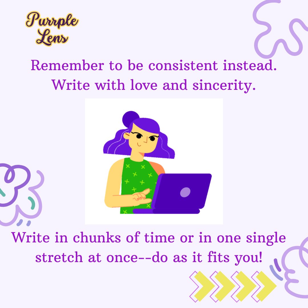 PurrpleLens's tweet photo. ✨For instance, “write every day” proves suitable in ideal circumstances. If it doesn’t work for you, don’t panic. Write whenever possible & develop your writing rhythm. Some days are productive, some are slow. What works is consistency.
#BetaReading #WritingAdvice #WritingMyth https://t.co/OIdq8Z5GVq