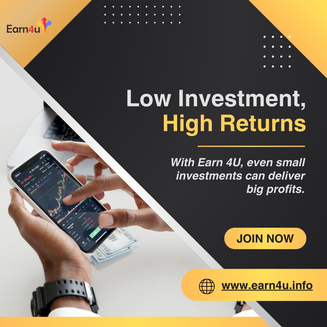 earn_4u's tweet image. Low Investment, High Returns!
With Earn 4U, even small investments can deliver big profits.
🚀Join Today &amp;amp; Start Earning!
🌐 earn4u.info
#Earn4U #SmartInvestment #HighReturns #LowRiskHighReward #PassiveIncome #StartEarning #FinancialGrowth #InvestSmart #WealthBuilding