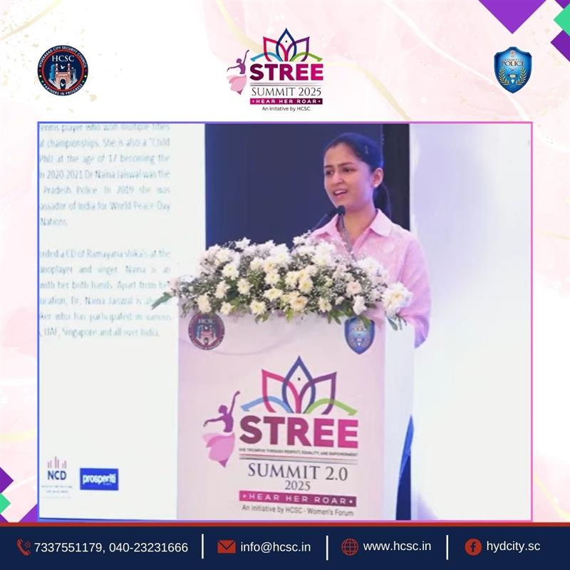 HCSC_Hyd's tweet photo. Dr. (Ms.) @iamnainajaiswal inspires at #STREESummit2 ✨
Youngest PhD holder | International Table Tennis Player
Her message resonates:
💪 Resilience
🔥 Courage
📚 Empowerment through knowledge
🚫 Never give up
A true icon of strength and determination!
#WomenEmpowerment https://t.co/MUiLeYhXI5