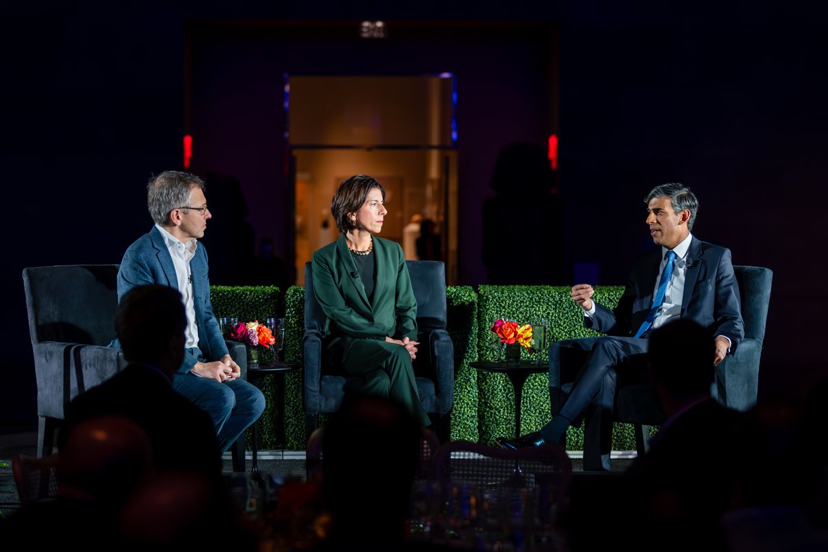 Rishi Sunak (@rishisunak) on Twitter photo Spoke with <a href="/GinaRaimondo/">Gina Raimondo</a> and <a href="/ianbremmer/">ian bremmer</a> in New York recently about how the West can stay competitive in a world being reshaped by technology - from securing supply chains to leading on AI.
The future will be shaped by those who move first and stay the course. Spoke with <a href="/GinaRaimondo/">Gina Raimondo</a> and <a href="/ianbremmer/">ian bremmer</a> in New York recently about how the West can stay competitive in a world being reshaped by technology - from securing supply chains to leading on AI.
The future will be shaped by those who move first and stay the course.