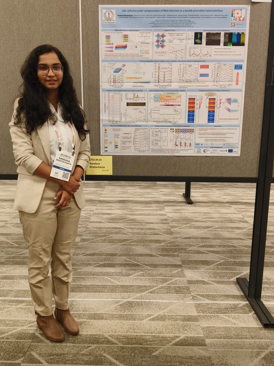 1 / 1
It's a great pride for <a href="/Physics_at_IISc/">Physics, IISc</a> <a href="/iiscbangalore/">IISc Bangalore</a> that Nandana Bhattacharya  <a href="/Nandana_Bh/">Nandana Bhattacharya</a>, a PMRF fellow, working in Prof. Srimanta Middey’s <a href="/Middey_Sri/">Srimanta Middey</a> group was recently awarded with the sessional Best Poster Award at MRS Spring Meeting 2025 #S25MRS, held in Seattle.