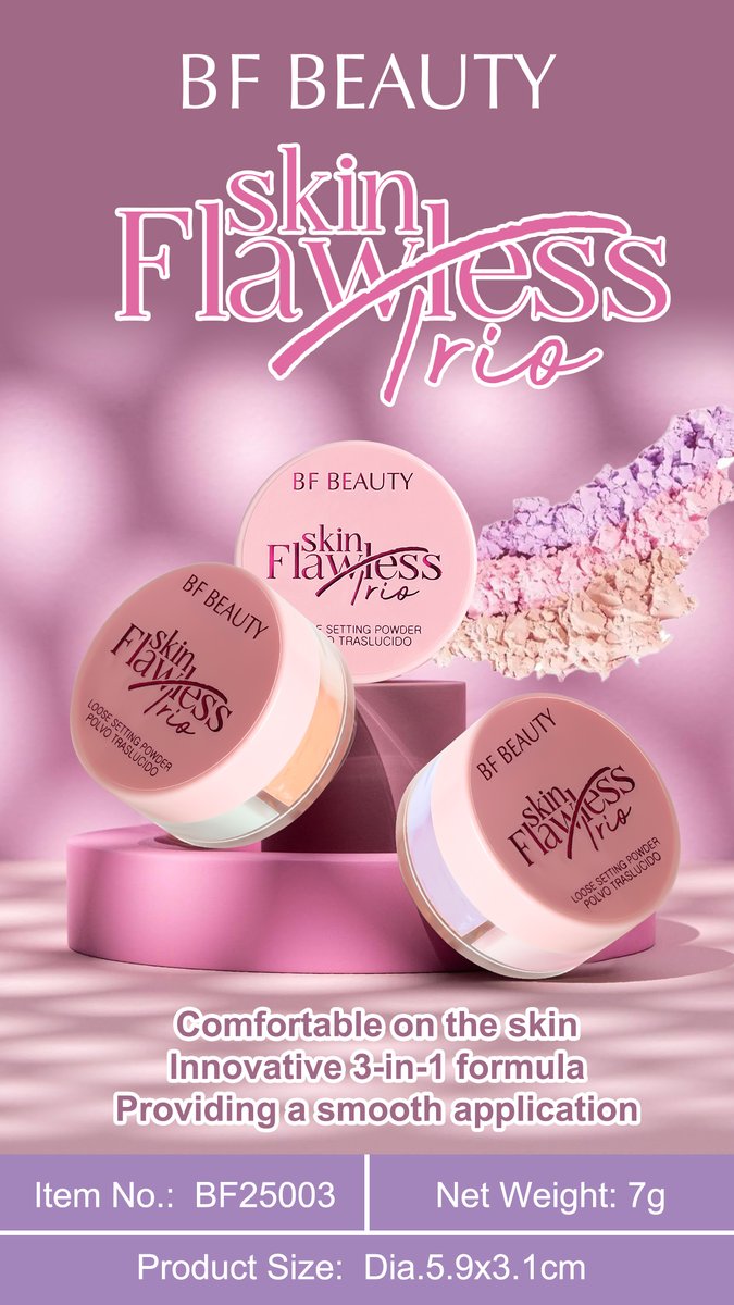 BFBeautyCN's tweet image. ✨ Triple the Power, Flawless by the Hour ✨
Introducing our Flawless Skin Trio Loose Setting Powder – a comfy, innovative 3-in-1 formula that glides on smoothly for an all-day flawless finish! 💫
WAS: 189 6605 3509 📞 
Custom service available!
#SettingPowder #MakeupFactory