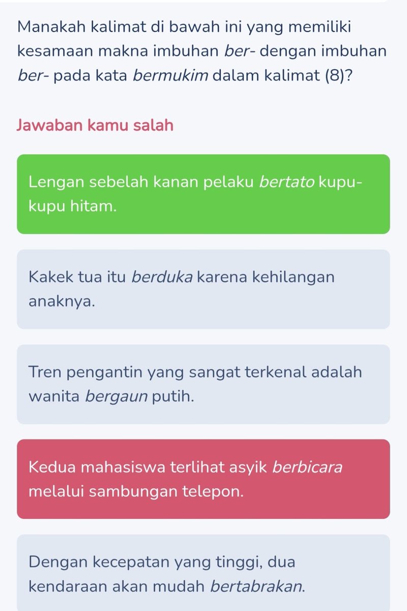 hokuhoumisaki's tweet image. 7. Makna Imbuhan ( 20-30 detik) 
Seperti yang kalian lihat, saya lemah disini. Tipe soal ini harus paham banget mengenai setiap makna imbuhan. Mulai dari makna , Ke-an, Ber-, Me-kan, Pe-an.  Disini saya ada catatan (tubuh kata) mengenai hal tersebut jadi bisa dijadikan patokan.