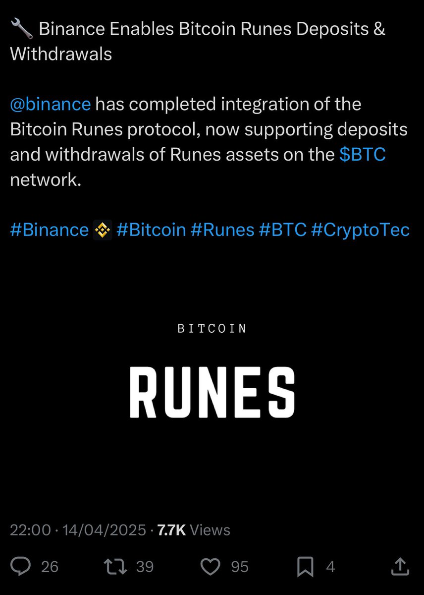 toshistackamoto's tweet image. Binance enables runes deposits/withdrawals on the day of $MIM migration.

I don’t think this is a coincidence…

Big things are coming 🚨

We speculated they were accumulating the lows and watching the asylum. If this is true we are going infinitely higher.

We still don’t have…