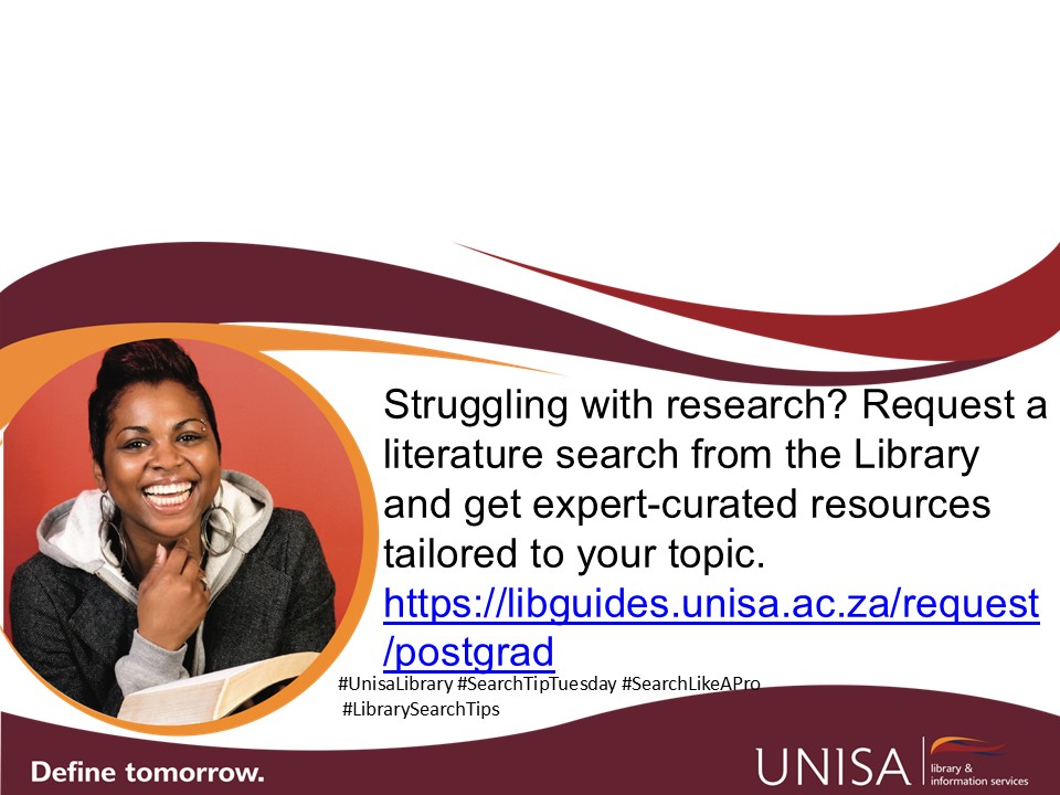 UnisaLibrary's tweet photo. #searchtiptuesday #UnisaLIS #searchservices https://t.co/fMlYQZ6SiN