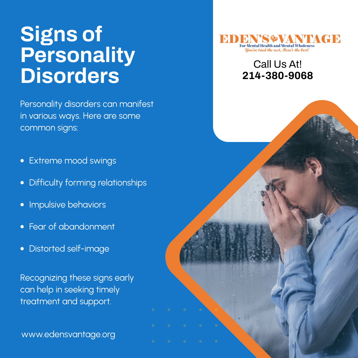 EdensVantage's tweet photo. Understanding personality disorder symptoms is the first step toward getting the right help. Stay informed and seek support when needed. 

#BehavioralHealthCare #ForneyTX #MentalHealthAwareness https://t.co/WAQRwelLiF