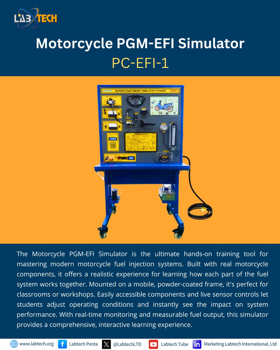 LabtechLTD's tweet image. Step into the future of motorcycle education with our state-of-the-art #Motorcycle PGM-EFI Simulator with Labtech International Trainer.