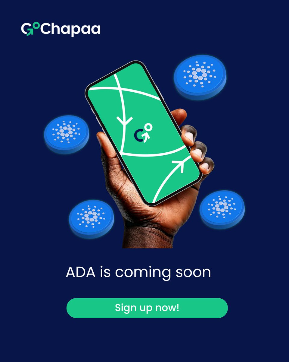 GoChapaa's tweet photo. When we asked which coins you’d love to see on the #gochapaawallet , ADA @Cardano_CF came in strong as one of the top picks!
So, what exactly is ADA? 👇
ADA is the native token of the Cardano blockchain, one of the most respected and research-driven blockchains in the world. It was built to bring smart contracts, dApps, and scalable solutions to people across the globe especially in regions like Africa.
Why ADA is a big deal:
✔️ It’s energy-efficient
✔️ Known for security & peer-reviewed tech
✔️ Affordable transactions
✔️ Built to support real-world use cases (like agriculture, education, and identity systems)
@cardano_updates believes in real change for real people, and so do we. That’s why we’re thrilled to have ADA joining the @GoChapaa wallet lineup.
👉 Have you signed up yet?https://t.co/ao0GY04fI5
Get started with GoChapaa today and be ready to save, and spend your favorite coins like ADA all from your phone.
#gochapaa #cardano #ADA #cryptoafrica #blockchainforall #financialfreedom #multichainwallet #cryptokenya #web3africa