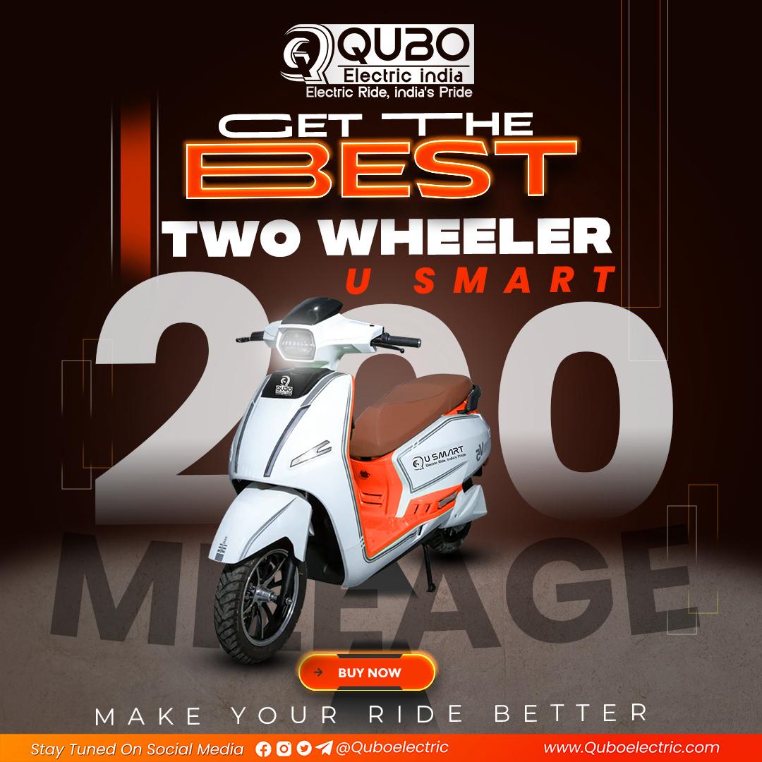Quboelectric's tweet photo. GET THE BEST TWO WHEELER
ONE CHARGE = 200 KM
⚡ U-SMART के साथ - अब सब कुछ स्मार्ट
India’s most powerful, reliable &amp; smart electric scooter is here!
#GameChanger #EVMarket #QuboRevolution https://t.co/quZXXUqKEv