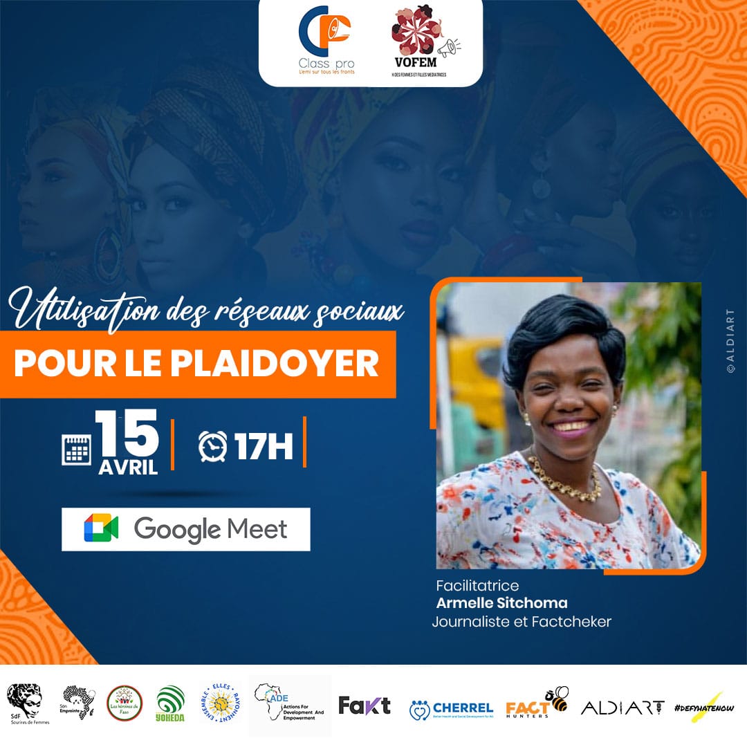 ClassPro_237's tweet photo. #Plaidoyer 2.0 : Maîtrisez les réseaux sociaux pour faire entendre votre voix ! Et si votre prochain post changeait le monde ? 
Ns recevrons ce soir @Asitchoma, journaliste engagée et Factcheker chez @StopintoxCMR

 #VOFEM2025
#ClassPro
#She4Mediation
#SocialMedia https://t.co/qxXIlQbKSD