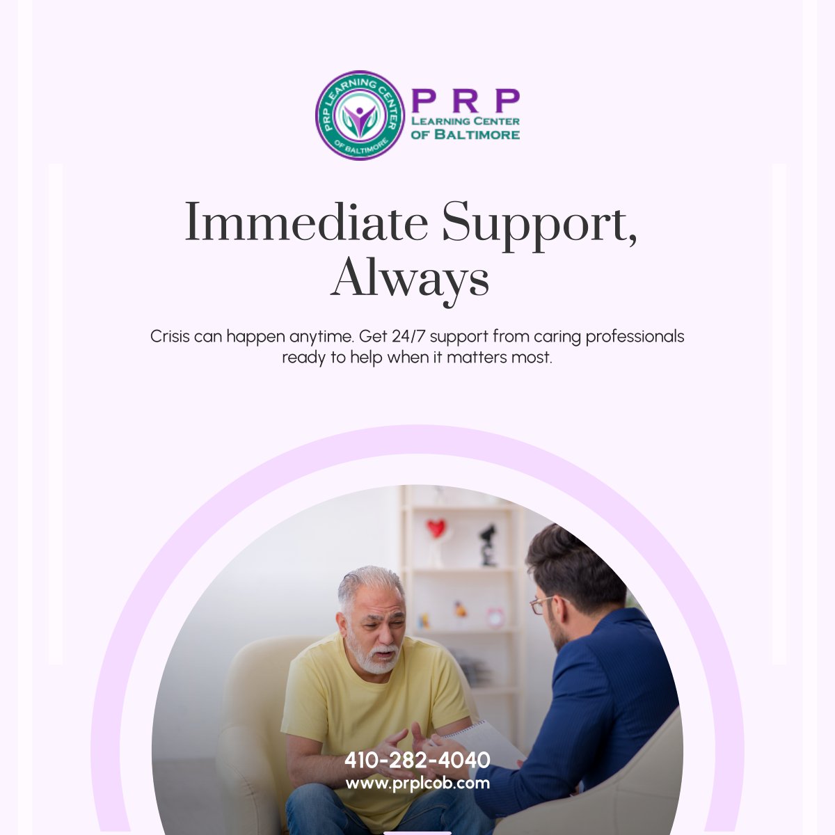 PRPLearningCoB's tweet photo. No one should face a crisis alone. Get immediate 24/7 support from compassionate professionals. Reach out anytime for guidance and care.

#DundalkMD #PsychiatricRehabilitationServices #CrisisPrevention https://t.co/WOsN4LCcSs