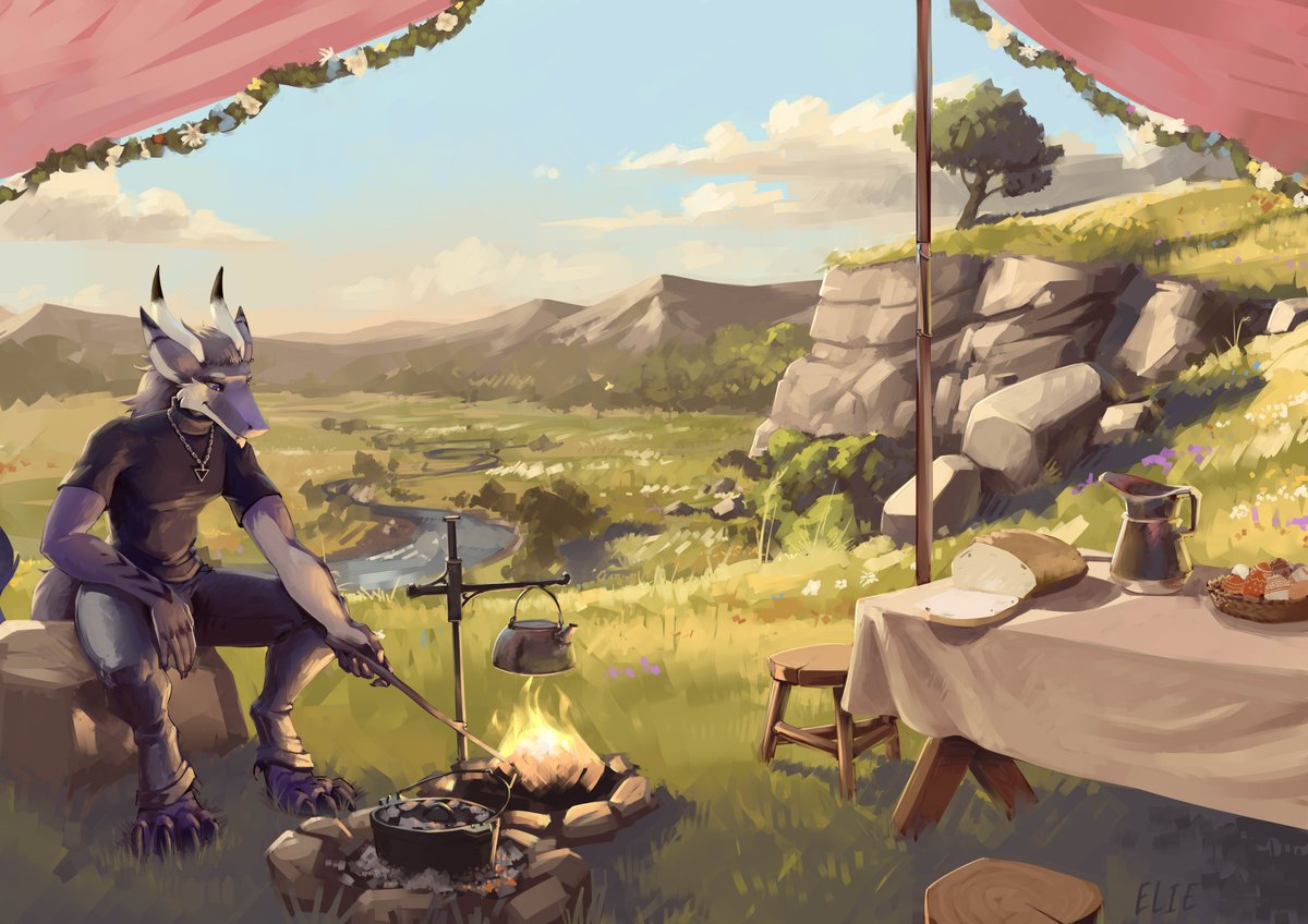 Easter YCH for egbert58  character belongs to them  Nothing like eating outside on a sunny day!
