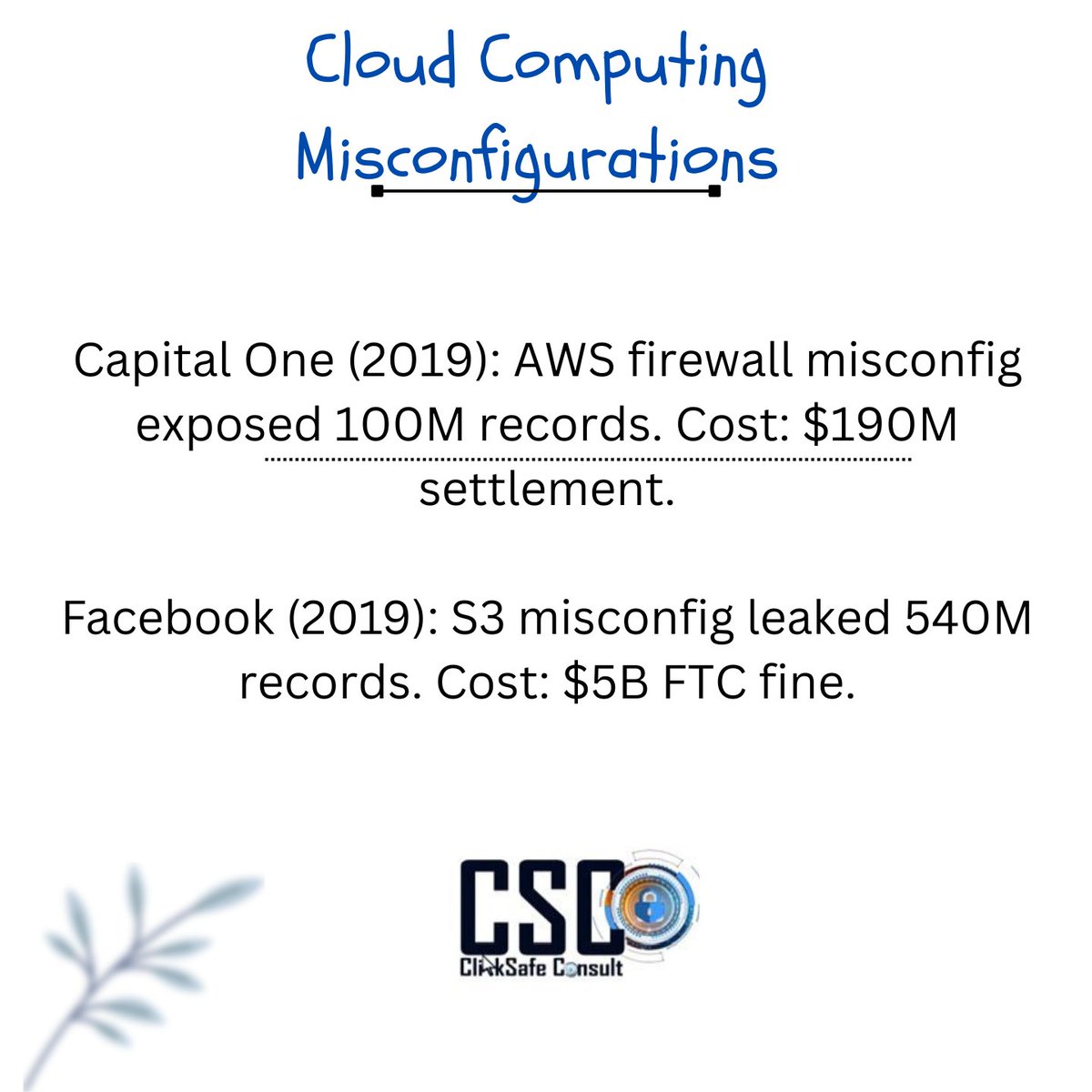 Biggest cloud breaches every newbie must learn!

Cloud misconfigurations happen when cloud settings, like those on AWS, are incorrectly set up, leaving data exposed! 

This is like leaving your digital door unlocked! 

#Clicsafe #Protectdata #Aws #Cloud