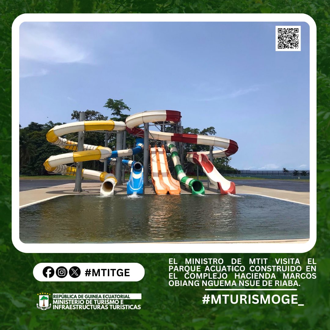 MTurismoGE_'s tweet photo. EL MINISTRO DE TURISMO VISITÓ EL PARQUE ACUÁTICO CONSTRUIDO EN EL COMPLEJO HACIENDA MARCOS OBIANG NGUEMA NSUE DE RIABA.
https://t.co/SpFm8iALZo
#MTIT #MTURISMO #RIABA https://t.co/Jq2NQo0vaT