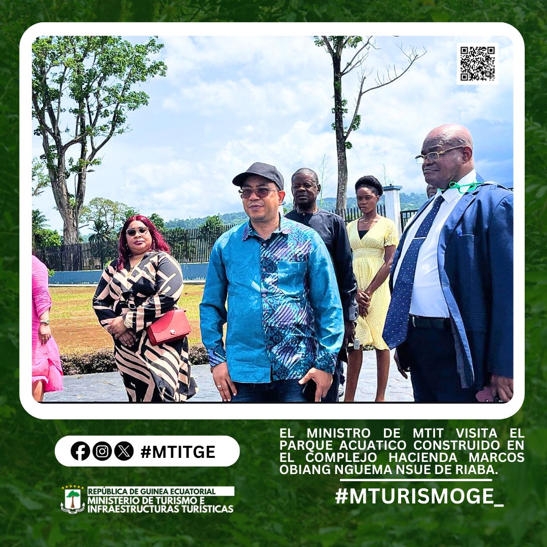 MTurismoGE_'s tweet photo. EL MINISTRO DE TURISMO VISITÓ EL PARQUE ACUÁTICO CONSTRUIDO EN EL COMPLEJO HACIENDA MARCOS OBIANG NGUEMA NSUE DE RIABA.
https://t.co/SpFm8iALZo
#MTIT #MTURISMO #RIABA https://t.co/Jq2NQo0vaT
