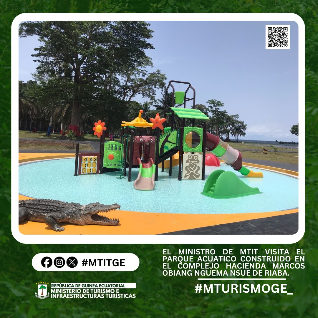 MTurismoGE_'s tweet photo. EL MINISTRO DE TURISMO VISITÓ EL PARQUE ACUÁTICO CONSTRUIDO EN EL COMPLEJO HACIENDA MARCOS OBIANG NGUEMA NSUE DE RIABA.
https://t.co/SpFm8iALZo
#MTIT #MTURISMO #RIABA https://t.co/Jq2NQo0vaT