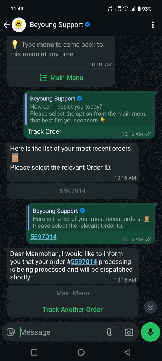 Sharma_Manu1's tweet photo. @BeyoungFolks @beyoung_in My order #5597014, confirmed Apr 9, still not dispatched as of Apr 14. WhatsApp support says it’s "being processed" but no clear timeline. Unable to cancel or contact you via app. Please dispatch ASAP or process a refund. #CustomerService #Beyoung https://t.co/OhdHZUKUlP