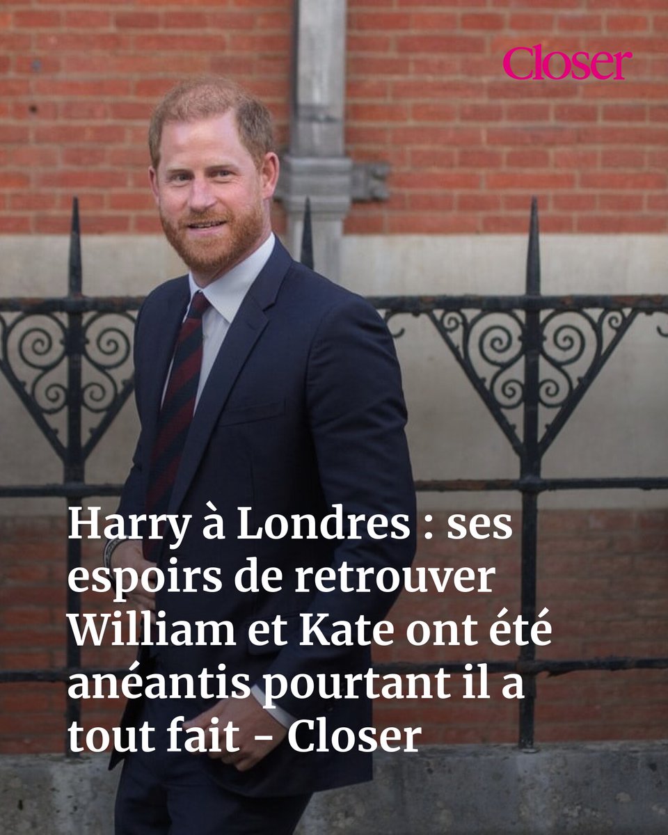 Harry à Londres : ses espoirs de retrouver William et Kate ont été anéantis pourtant il a tout fait - Closer
➡️ l.closermag.fr/xH0