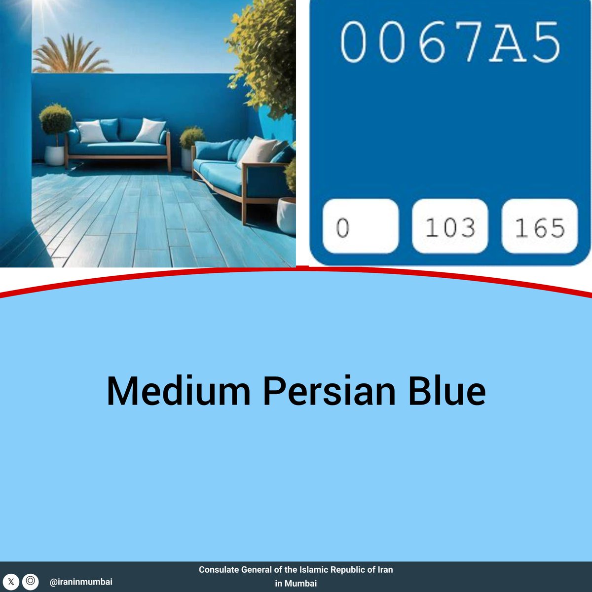 IRANinMumbai's tweet photo. Discover Medium Persian Blue - where azure meets a hint of gray.
The Italian cloth merchants simply call it "blue" for its timeless appeal. Calm, sophisticated elegance in color form.
#MediumPersianBlue #TimelessStyle #ColorStories #AzureFamily #PersianArtistry https://t.co/YytiQ1S48j