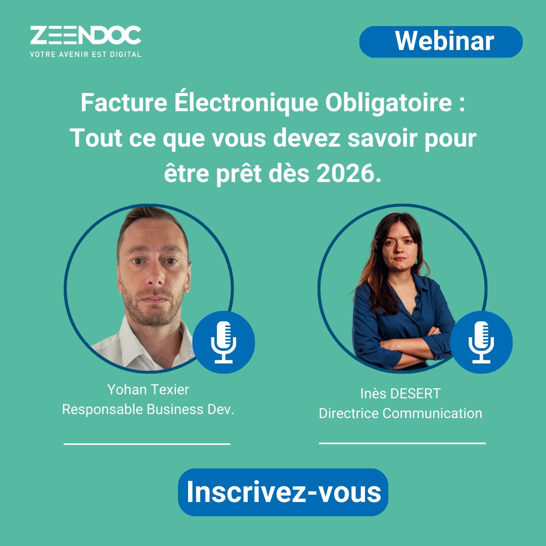 Webinaire 📅 Jeudi 15 mai à 11h00 – Durée : 45 minutes

À partir de 2026, toutes les entreprises devront se conformer à la réforme de la facturation électronique obligatoire.

Inscrivez-vous dès maintenant 👉 webikeo.fr/webinar/factur…