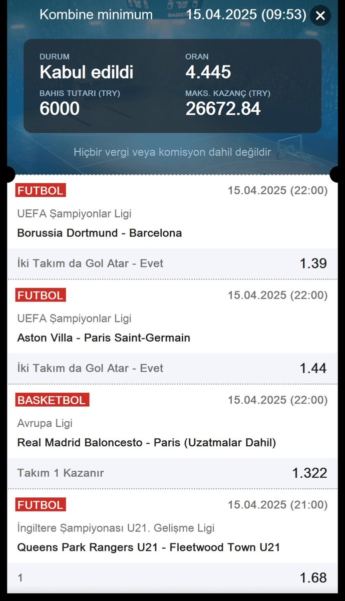 ✨ 15/04/2025 Kuponu 

🎯 Kupon kazanması halinde 10 kişiye 10.000₺ dağıtalım. 

🥇Tek yapmanız gereken kupon başlamadan RT yapmanız. ❤️