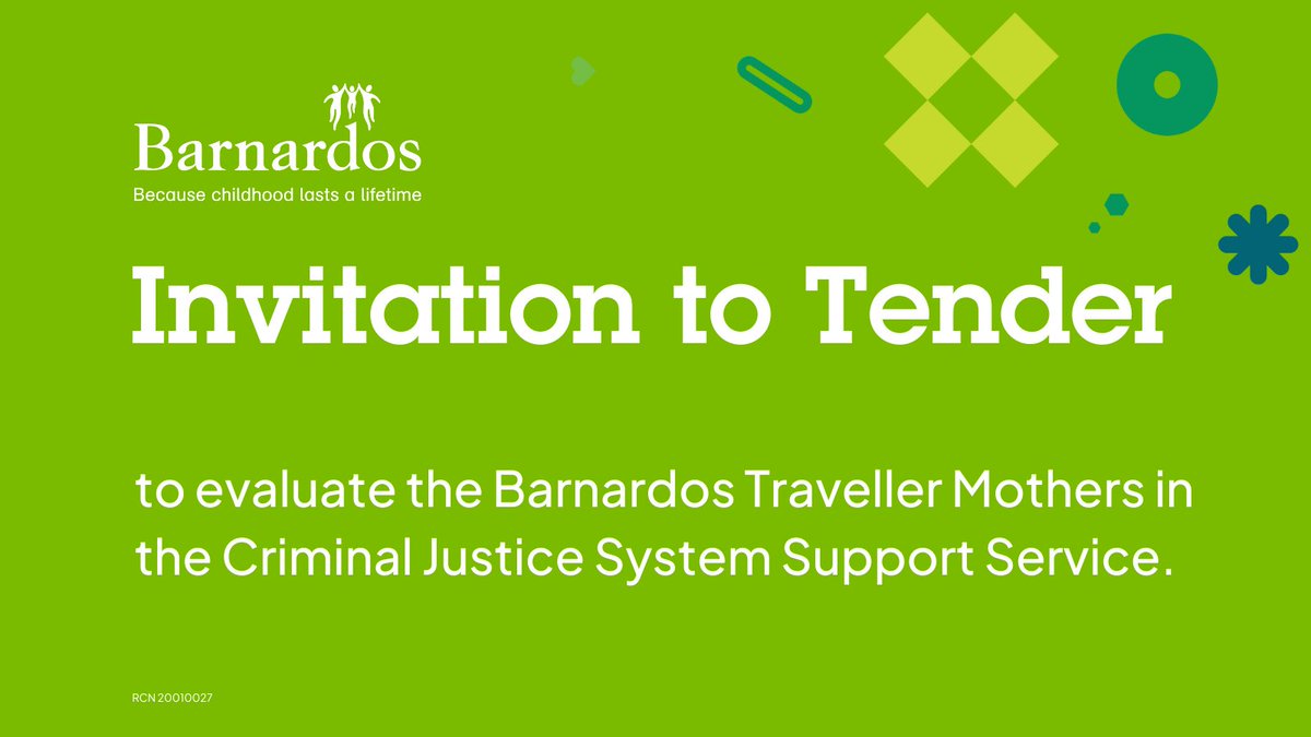 📣Invitation to submit a tender to evaluate the Barnardos Traveller Mothers in the Criminal Justice System Support Service.

We're seeking tenders from researchers to carry out this evaluation.

👉Closing date: 25th April

More info: activelink.ie/vacancies/tend…