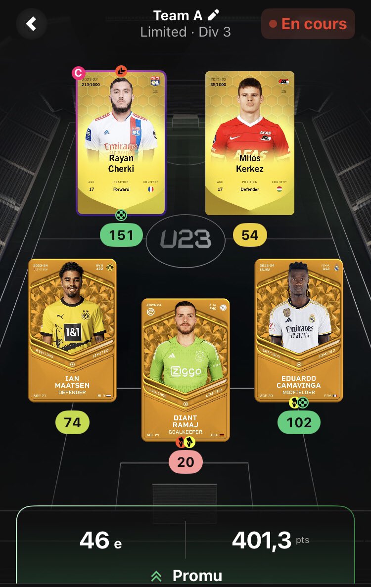 JanvierMarc1's tweet photo. @RzhSorare BigMarc60 
401,3 + 35 = 436,3 pour le hongrois Kerkez :) https://t.co/cIV69g0IKj