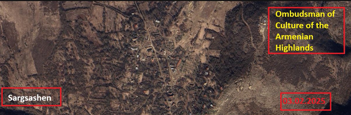 OmbudsmanArme's tweet photo. Azerbaijan has almost completely destroyed the village of Sargsashen in Artsakh (Nagorno-Karabakh) as part of its state-sponsored policy to eraze all Armenian traces there, warns Hovik Avanesov, Cultural Ombudsman of the Armenian Highlands. https://t.co/ypnSbnHsXc https://t.co/hs7P71nVb1