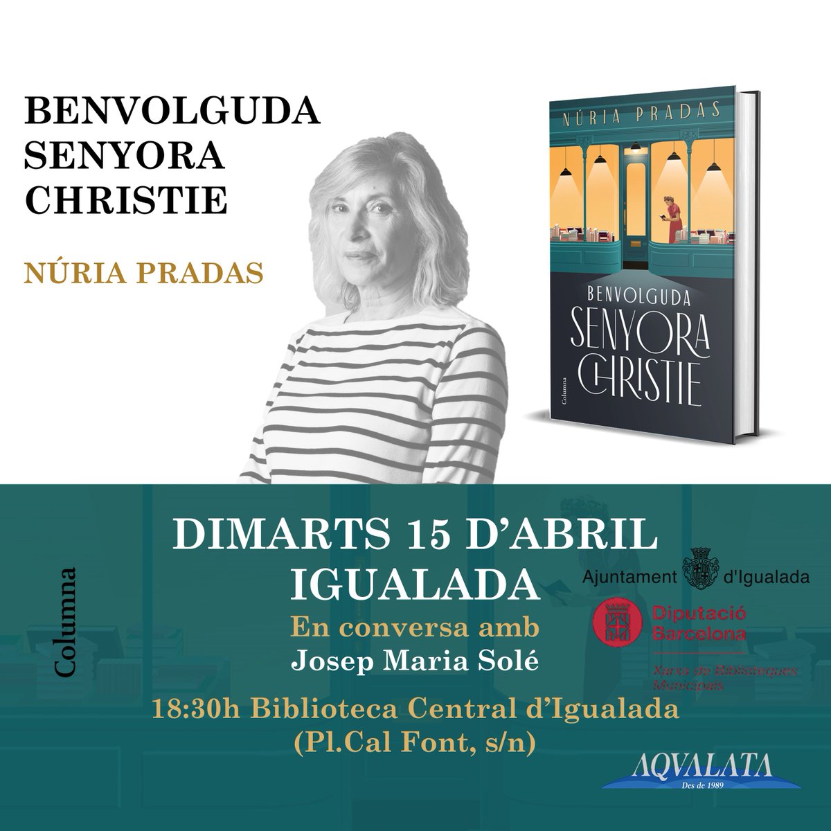 📅📣Avui, a l’agenda del dia: 

📖<a href="/SagreraT/">tsagrera</a>, 'El cor del balneari', #PalauSolitàIPlegamans
📖<a href="/NuriaPradas/">Núria Pradas</a>, ‘Benvolguda senyora Christie’, #Igualada

No hi falteu!