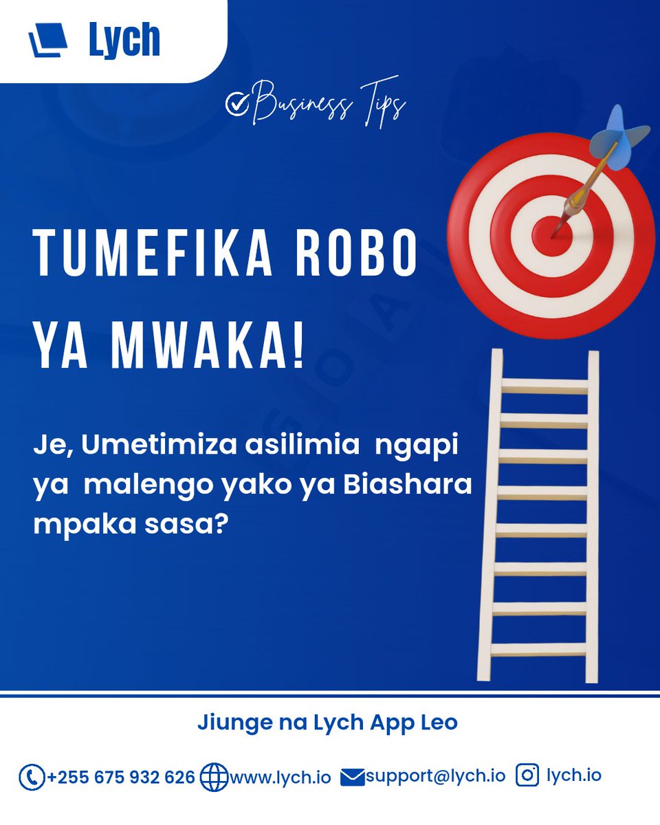 lych_app's tweet photo. 🎯 Tumefika Robo ya Mwaka!
Je umetimiza malengo ya Biashara yako hadi sasa?
➡Lych App tupo kukusaidia mfanyabiashara kutimiza na kuyafikia malengo yako kwa urahisi zaidi
Tuambie 👇🏼
-Umefikia asilimia ngapi za malengo?
-Umekutana na changamoto gani mpaka sasa?
#LychApp https://t.co/oNmpXhsP6r