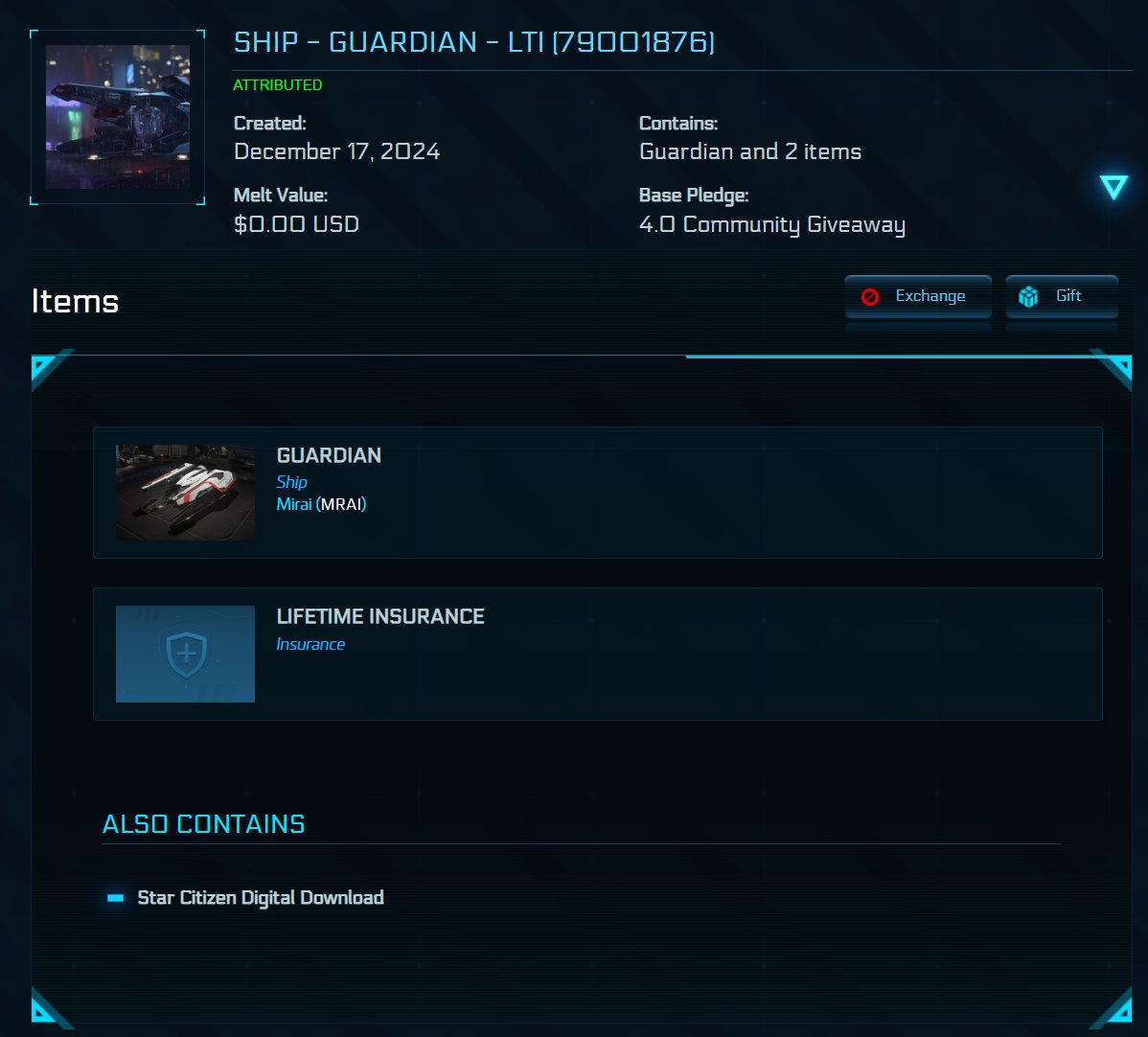 🚨Star Citizen Ship Giveaway 🚨 GUARDIAN - LTI
(Courtesy of CIG to go to my community!)

To Enter:
- Follow <a href="/DaPoets42/">DaPoets</a> 
- Comment
- Retweet &amp; Like this post! 🥳

Winner to be picked on the 24th!

More chances on my other socials like here:
instagram.com/p/DIdWZYbuRs7/