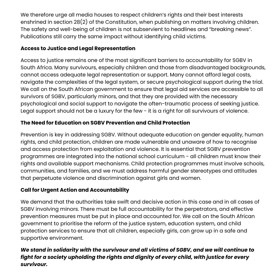 LHR_SA's tweet photo. 📢 JOINT STATEMENT by LHR and @EElawcentre: Sexual and Gender-Based Violence in schools demonstrates intersecting, systemic societal failures.
💡 Find out more: https://t.co/7W4uDcIDtE
#ChildProtection #RightToEducation #StateAccountability #ChildrensRights https://t.co/AztX7sbNWw