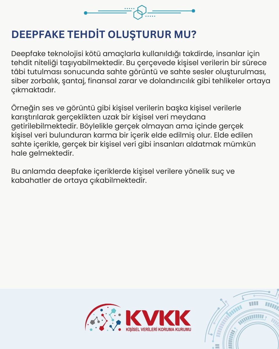 ▫️Deepfake tehdit oluşturur mu?