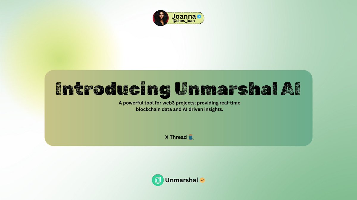 shes_joan's tweet image. PERFECT PARTNER FOR YOUR WEB3 PROJECTS

1️⃣ I am Detective Joanna, and I have been searching for clues in the blockchain for months, but the data was scattered, and it felt like finding a needle in a haystack. 

Until I found Unmarshal AI! 
#Unmarshal