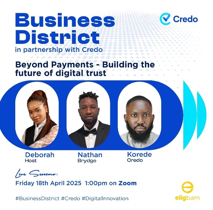 Beyond Payments: Building the Future of Digital Trust

This Good Friday, join Business District on <a href="/eligbamcity/">E-city</a> 

Date: April 18 | Time: 1PM | Venue: Zoom

Link in bio 🔗 

Good things happen on Good Friday.
#BeyondPayments #DigitalTrust #Webinar