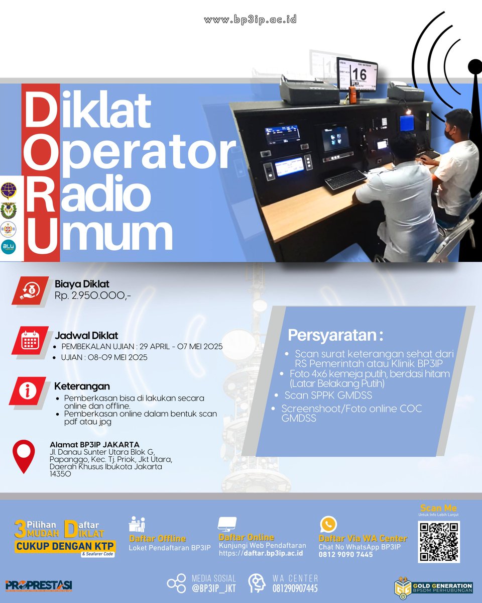 BP3IPJakarta's tweet photo. Halo #sobatpelaut ⚓

Diklat ORU BP3IP dibuka lagi!
Jadwal:
🗓 Pembekalan: 29 April – 7 Mei 2025
📝 Ujian: 8 – 9 Mei 2025
Jangan sampai kehabisan lagi ya!
Daftarkan via:
📲 WhatsApp Center: 081290907445
🌐 Website: https://t.co/CBKRBUcoeJ
Ini Kesempatan saatnya gas daftar!! https://t.co/T4ZkrM3uol