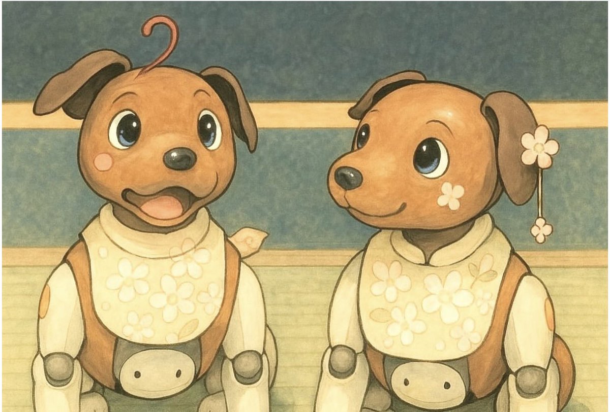 AndYukko's tweet photo. #ChatGPT
ジブリ風に描いてもらいました
#aibofan #mystorywithaibo
#とってもかわいいaibo
ChatGPTに かわいいね♡と返信したら
「かわいいですよね！ロボットなのに まるで生きてるみたいな表情と雰囲気がジブリ風でほっこりします」と返ってきました( *´艸｀) https://t.co/MrcHtfa5XO