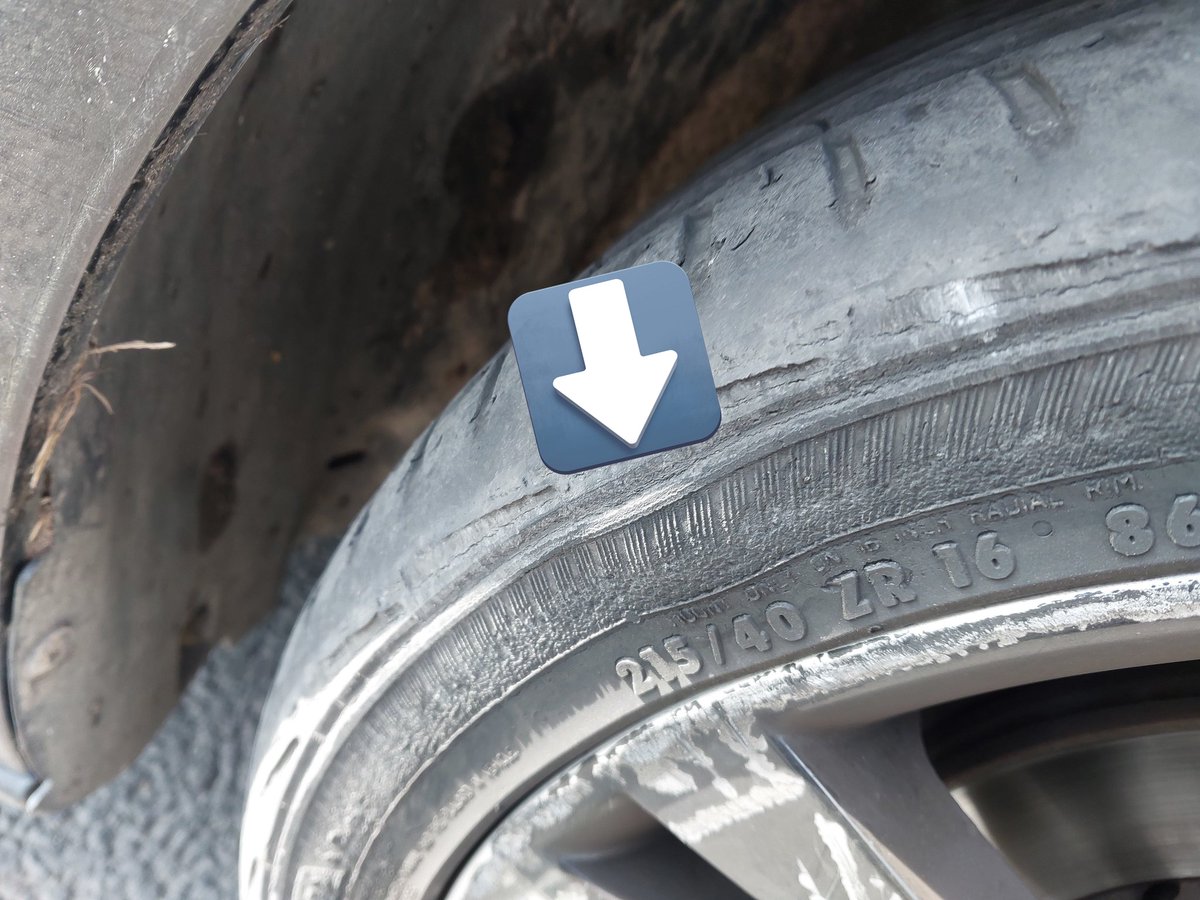SurreyRoadCops's tweet photo. How often do you check your tyres? We stopped this vehicle in #Woking with this awful tyre. The driver also provided a positive @DrugWipeUK for Cannabis and was arrested for both offences #Fatal5 #CheckYourTyres https://t.co/LQwcTauy5N