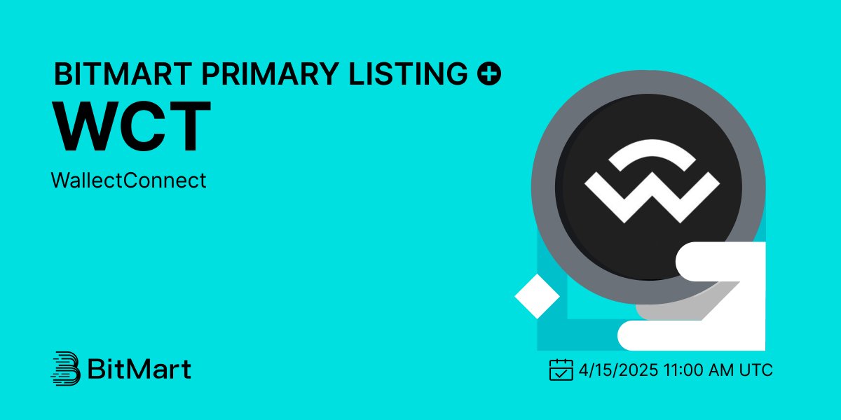 BitMartExchange's tweet photo. #BitMart is thrilled to announce the primary listing of WallectConnect (WCT) @WalletConnect 🔥

Walletconnect is an open-source network that connects users to decentralized apps through a secure and interoperable protocol.

💰Trading pair: $WCT/USDT
💎Deposit: Available
💎Trading: 4/15/2025 11:00 AM UTC

Learn more: https://t.co/u2CajVrGSx