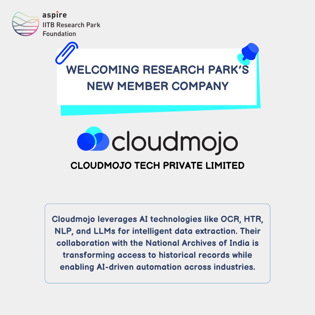 IITB RESEARCH PARK (@iitbrp) on Twitter photo IIT Bombay Research Park Foundation-ASPIRE is delighted to announce that CloudMojo Tech Pvt. Ltd. is now an <a href="/IITBRP/">Aspire IITB Research Park Foundation</a> member company! IIT Bombay Research Park Foundation-ASPIRE is delighted to announce that CloudMojo Tech Pvt. Ltd. is now an <a href="/IITBRP/">Aspire IITB Research Park Foundation</a> member company!