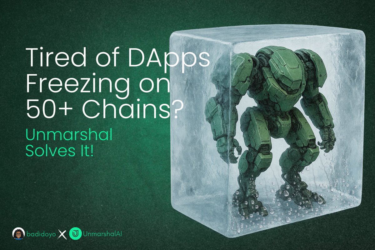 badidoyo's tweet image. 1/10
Ever waited forever for a DeFi trade or NFT mint because DApps can’t handle data from 50+ blockchains? 🕒#UnMarshal fixes this with its decentralized network, indexing billions of transactions for seamless access. Let’s explore how @UnmarshalAI changes the game! 🧵👇$MARSH