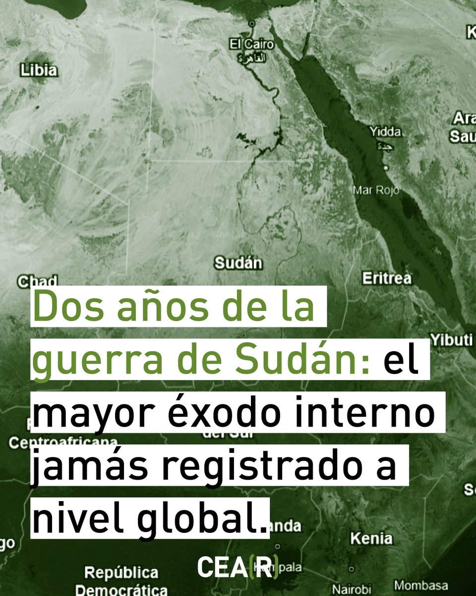 ℹ️📢 Hoy se cumplen 2 años desde que estallara uno de los grandes conflictos de nuestros tiempos que, sin embargo, apenas ha captado atención a nivel mundial: la guerra civil en #Sudán, en la que hasta ahora más de 18.000 personas han sido asesinadas.

cear.es/uncategorized/…