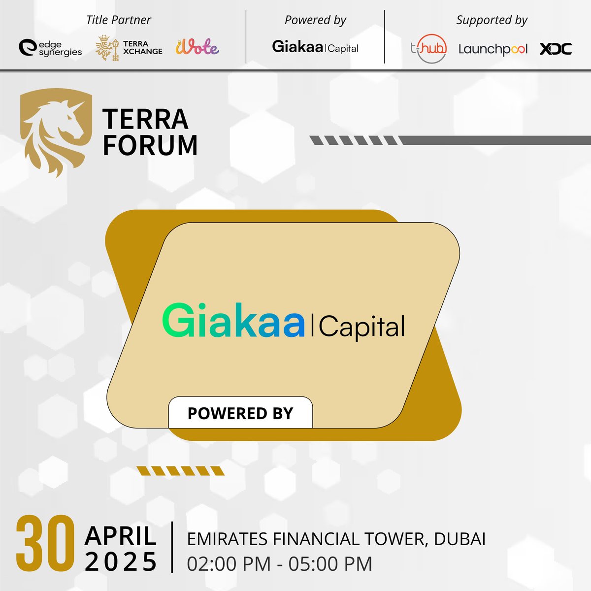Powered by @giakaaCapital, Terra Forum 2025 brings together bold ideas across sustainability, decentralization &amp; finance.

From climate tech to tokenization they're backing what builds the future.

📅 April 30
📍 Emirates Financial Towers, Dubai

Join Us: dubai.events.theterraforum.com