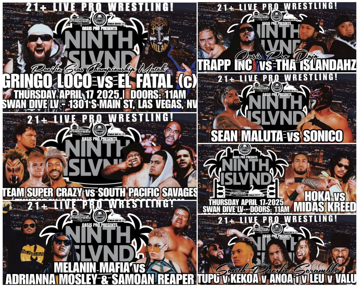 Honeycakeman (Insta: wrestling_focus) (@honeycakeman) on Twitter photo This will be LIVE on YouTube!
Thursday, 12 pm local (9:00 pm CET)
See <a href="/GringoLocoOG/">GringoLoco グリンゴ • ロコ</a> battle <a href="/ElDelMomento_/">El Fatal</a> for the Title at <a href="/Oasis_Pro1275/">OASIS PRO</a> ! See Team <a href="/IslasSupercrazy/">Super Crazyスペルクレイジー</a> vs. South Pacific Savages! <a href="/LuchaGhoul/">SÓNICO👹 ソニコ</a> ! <a href="/seanmaluta/">Sean Maluta</a> ! And many more!
youtube.com/live/FANU8KAo4… This will be LIVE on YouTube!
Thursday, 12 pm local (9:00 pm CET)
See <a href="/GringoLocoOG/">GringoLoco グリンゴ • ロコ</a> battle <a href="/ElDelMomento_/">El Fatal</a> for the Title at <a href="/Oasis_Pro1275/">OASIS PRO</a> ! See Team <a href="/IslasSupercrazy/">Super Crazyスペルクレイジー</a> vs. South Pacific Savages! <a href="/LuchaGhoul/">SÓNICO👹 ソニコ</a> ! <a href="/seanmaluta/">Sean Maluta</a> ! And many more!
youtube.com/live/FANU8KAo4…