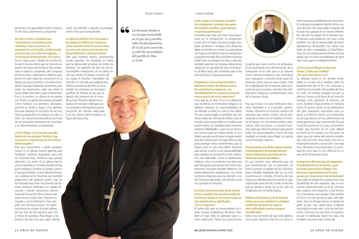 Diócesis de León - España (@iglesiaenleon) on Twitter photo 👉 Os invitamos a leer la 📝 #entrevista realizada por <a href="/editorialmic/">Editorial MIC</a> a nuestro Obispo el P. <a href="/cmfluisangel/">Luis Ángel de las Heras cmf</a> en el vigésimo quinto número de la ✝️📖 revista #PASIÓN. 👉 Os invitamos a leer la 📝 #entrevista realizada por <a href="/editorialmic/">Editorial MIC</a> a nuestro Obispo el P. <a href="/cmfluisangel/">Luis Ángel de las Heras cmf</a> en el vigésimo quinto número de la ✝️📖 revista #PASIÓN.