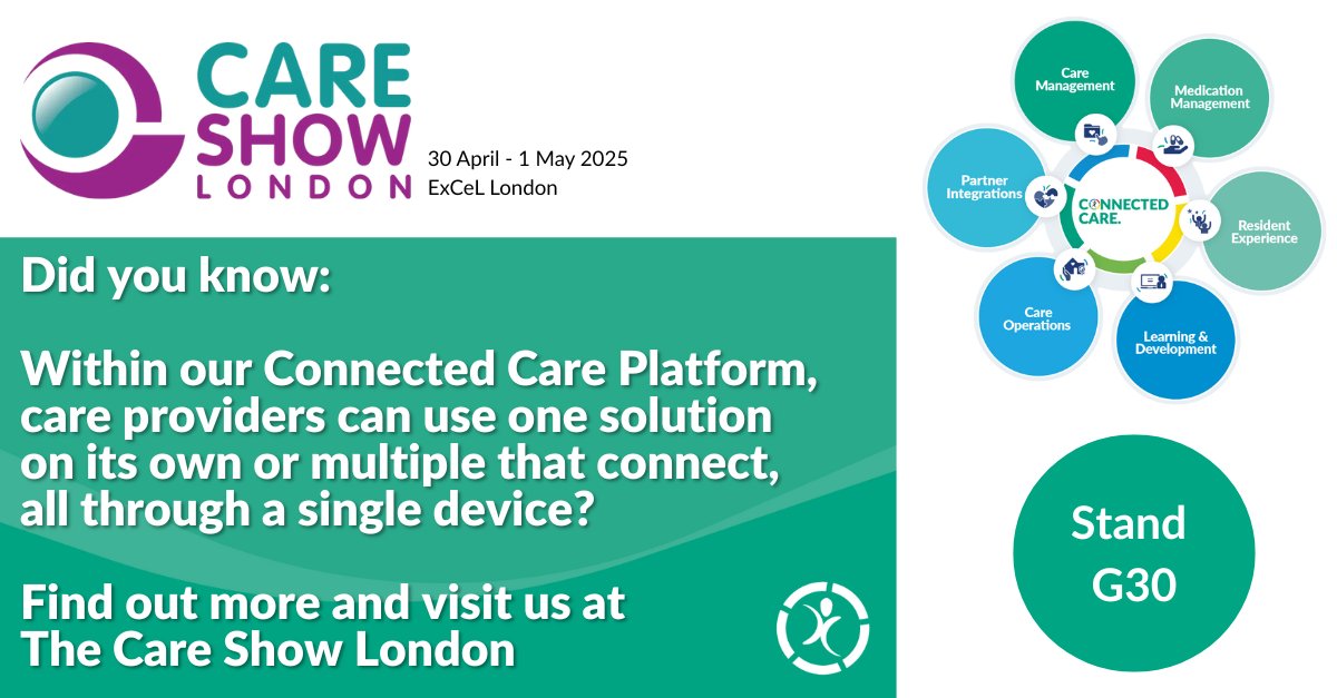 Just 2 weeks left until the <a href="/CareShow/">Care Show</a> London! The PCS Team will be on Stand G30. Come and chat to us to discover how you can use multiple solutions from our Connected Care Platform, all through a single device ✨

#careshowlondon #socialcare #digitalcare